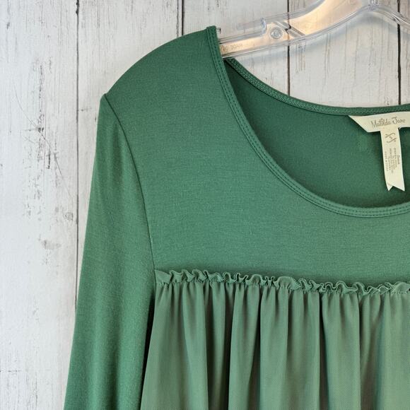 Matilda Jane Green Clairvoyant Stretchy Knit Long Sleeve Tunic Top Size Small - Picture 2 of 13